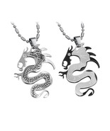 2PCS Dragon Necklace, Couple Necklace, Couples Necklace, Titanium Necklace - $19.99