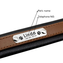 Large Dog Collar Genuine Leather Dog Collar Personalized Pet Name ID Collar Padd - £28.77 GBP+