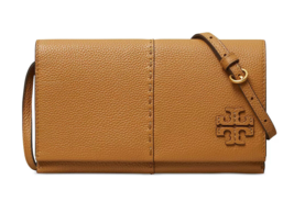 Tory Burch McGraw Pebble Leather Wallet Crossbody Clutch ~NWT~ Tiramisu - £223.46 GBP