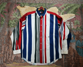 1990s TOMMY HILFIGER Striped Rancher Brushpopper Rodeo Button Down Shirt Sz L/XL - £96.45 GBP