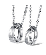 2PCS Heart Puzzle Necklace, Couple Necklace, Couples Necklace, Titanium ... - £15.71 GBP