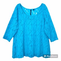 Skye&#39;s The Limit Womens Plus 2X Turquoise 2 For 1 Sheer Lace Top With Solid Tank - £19.91 GBP