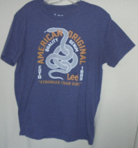 Lee Mens size Medium T-Shirt American Original Blue Stronger Then Dirt Blue Tee - £4.67 GBP