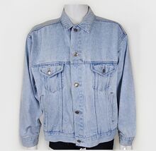 Y2K Denim Jacket Mens Sz L Pepsi Distressed Trucker Blue Jean 90s Relaxe... - $31.66