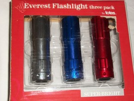 Totes Isotoner Everest Super Bright Flashlight Red Blue Gun Metal Grey Travel 3 - £11.72 GBP