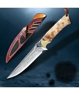 Exotic Design Handmade Forged Chinese Damascus Steel Fixed Blade Outdoor... - $2,520.48 MXN