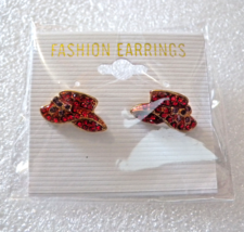 Red Hat Society Rhinestone Hat Pierced Earrings Jewelry  New - £7.87 GBP