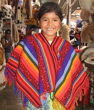 Colorful poncho,outerwear made of Alpacawool  - £32.99 GBP
