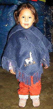 Toddlers blue Poncho,outerwear made of Alpacawool - $34.00