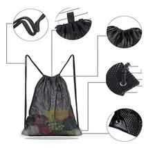 Heavy Duty Mesh Drawstring Backpack Bags Multifunction Ventilated Bag for Soccer - £13.92 GBP