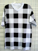 Black White V Neck T shirt White Black short sleeve Fashion V neck shirt... - $10.00