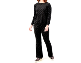 Juicy Couture Long Sleeve Crew Neck Top &amp; Flare Pants Set- Black Embosse... - £23.38 GBP