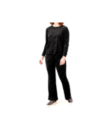 Juicy Couture Long Sleeve Crew Neck Top &amp; Flare Pants Set- Black Embosse... - £22.19 GBP