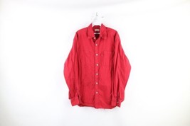 Vintage 90s Levis Mens Size Large Thrashed Collared Denim Jean Button Shirt Red - £35.57 GBP