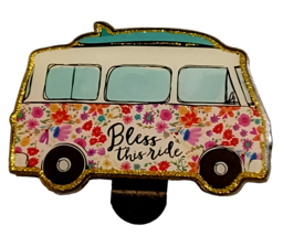 Vintage License Plate Ornament Clip Bless This Ride Hippie Surfer Bus He... - $32.01