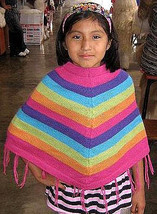 Colorful Poncho for girls,Cape made of alpaca wool  - £33.57 GBP