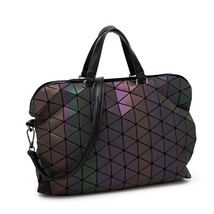 Fashion Luminous bag Women Geometric Tote Quilted Shoulder Bags Laser Plain Fold - £41.43 GBP