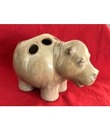 Vintage Pier 1 Art Pottery Ceramic Hippo 4&quot; Flower Frog Toothbrush Tooth... - $19.79