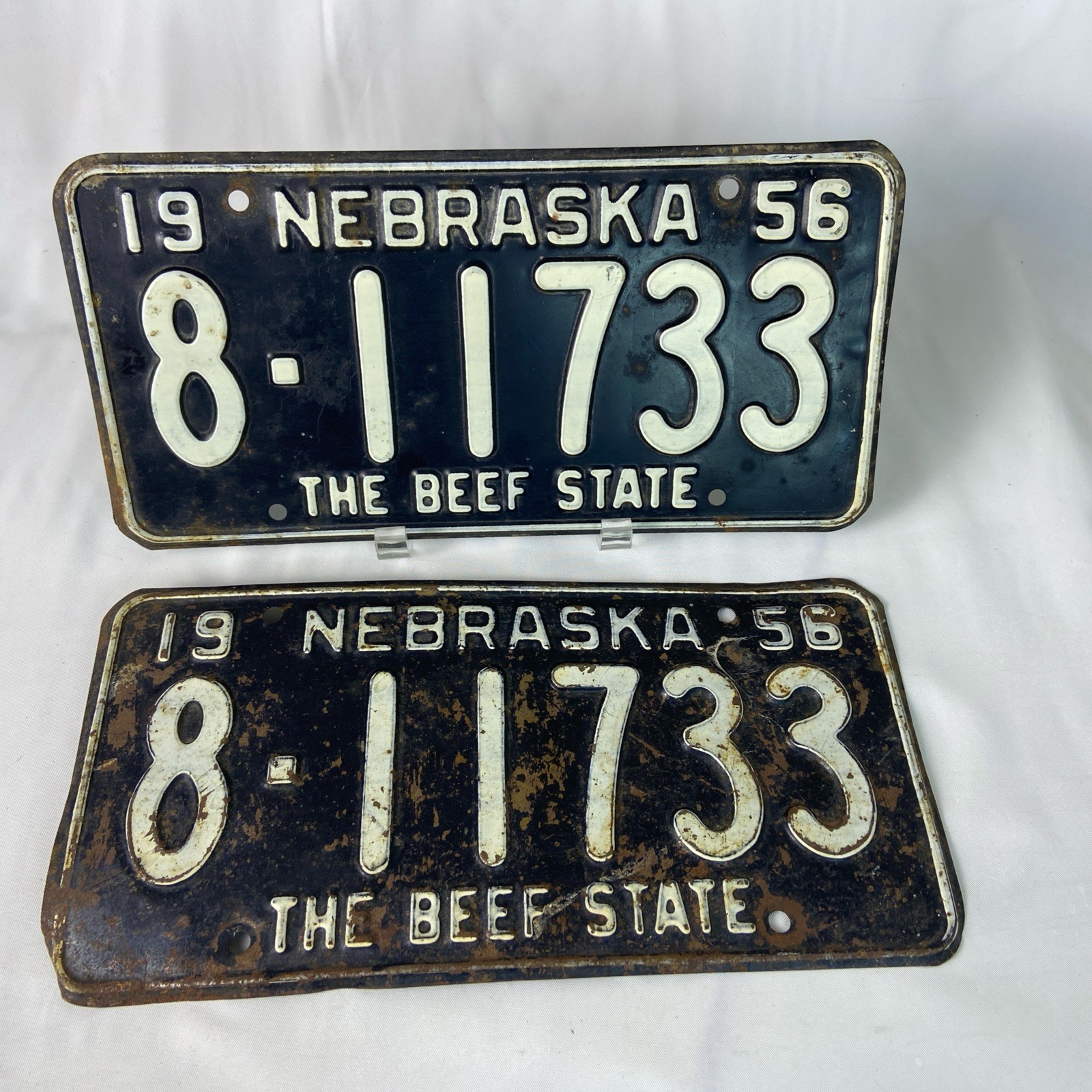 Lot Of 2 VTG Nebraska 1956 Old License Plate 8-11733 Man Cave Garage Col... - $42.74