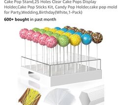 Acrylic Cake Pop Stand Set with Sticks, Bags, Clear Rectangle, Glossy Fi... - $17.70