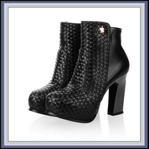 Retro Blue Black or Tan Snakeskin Faux Leather Martin Heel Fashion Ankle Boot image 2