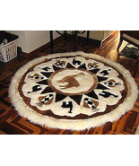 Round alpaca fur motive carpet from the Andean of Peru, 170 cm Diameter - £469.91 GBP