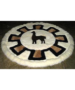 Round alpaca fur carpet, original from Peru, 140 cm Diameter - £369.14 GBP