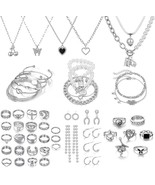 35-53 Pcs Silver Gold Jewelry Set for Women - $56.22