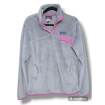 Patagonia Women&#39;s Gray Pink Re-Tool Snap Fleece Pullover - Size L - £39.06 GBP