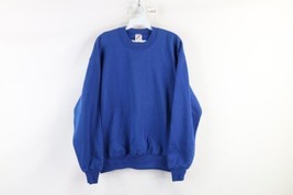 Vtg 90s Streetwear Mens Medium Faded Blank Crewneck Sweatshirt Royal Blue USA - £31.11 GBP