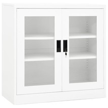  Office Cabinet White Steel, Tempered Glass Large - $334.39 CAD