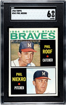 Phil Niekro 1964 Topps Rookie Baseball Card (RC) #541- SGC Graded 6 EX-NM (Milwa - £179.25 GBP