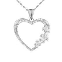14k Solid White Gold Honu Hawaiian Turtles Heart Pendant Necklace - £114.74 GBP+