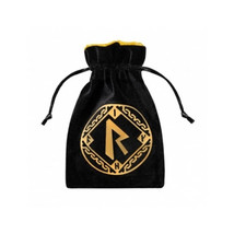 Q Workshop Dice Bag Runic Black &amp; Golden Velour - $44.32