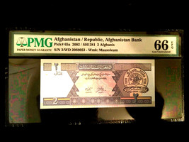 Afghanistan 2 Afghanis 2002 World Paper Money UNC Currency - PMG Certified - $45.00