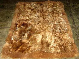 Brown long hair Babyalpaca fur carpet from Peru, 80 x 60 cm/ 2'62 x 1'97 ft - $182.00