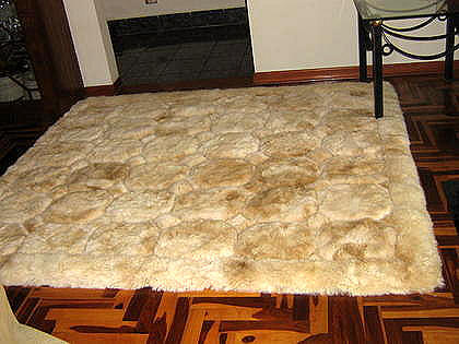 Beige Alpaca fur rug from Peru, carpet of  80 x 60 cm - $128.00