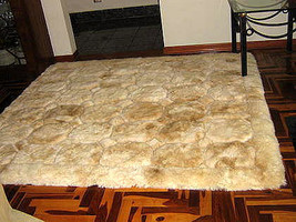 Beige Alpaca fur rug from Peru, carpet of  80 x 60 cm - $128.00