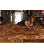 Brown alpaca fur carpet with rhombus designs from Peru, 80 x 60 cm - £102.23 GBP