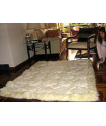 Natural white alpaca fur carpet with Octagon designs, 80 x 60 cm - £101.46 GBP