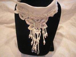 1 Handcrafted Necklace Choker with pearls &amp; sequins NEW - £14.35 GBP