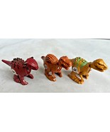 3 Hasbro Jurassic World Brawlasaurs Battle Dinosaur Lot T-Rex Red Brown ... - $33.55 CAD
