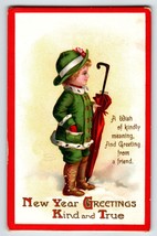 Christmas Postcard Ellen Clapsaddle Girl Umbrella 1211 Germany 1912 Embo... - £15.28 GBP