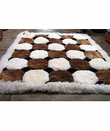 White and brown Alpaca fur rug from Peru, Octagon designs, 80 x 60 cm - $128.30
