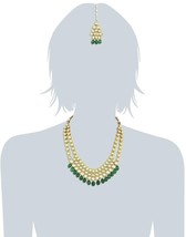 Women&#39;s 22K Gold-Plated Kundan Drop Necklace Set(Green) - £15.96 GBP