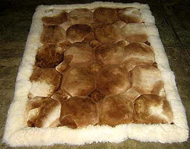 Alpaca fur Rug,Carpet Octagon design, throw, 150 x 110 cm - $303.80
