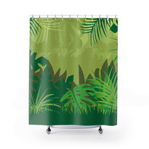 Jungle Leafs in Green Stylish Design 71&quot; x 74&quot; Elegant Waterproof Shower Curtain - £56.02 GBP