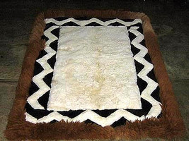 White and brown alpaca fur rug from Peru, 80 x 60 cm - $128.00