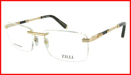 ZILLI Eyeglasses Frame Titanium Leather Acetate Gold France Made ZI 60028 C02 - £659.20 GBP