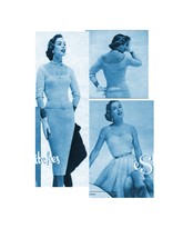 1950s Lacy Sweater, Wiggle Skirt, Full Skirt - 4 Knit Patterns (PDF 1955) - £3.59 GBP